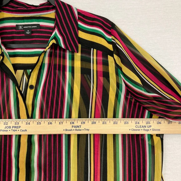 INC International Concepts Colorful Striped Soft Long Sleeve Button Down 1X - Picture 10 of 12